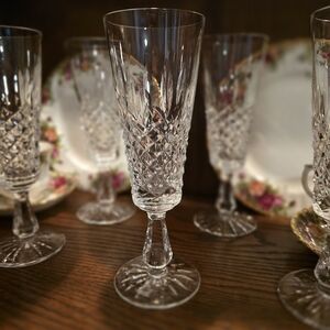 Stunning Waterford Kenmare Cut fluted Crystal Champagne glasses Set Of 6. Discon